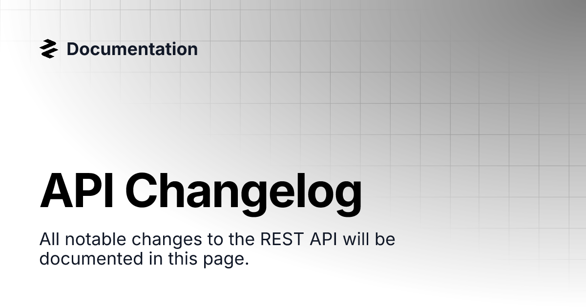 Api changelog documentation